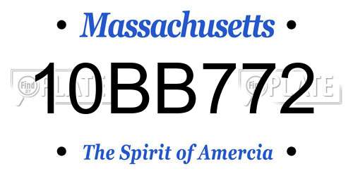 10BB772 Massachusetts License Plate