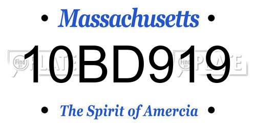 10BD919 Massachusetts License Plate