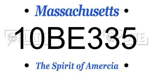 10BE335 Massachusetts License Plate