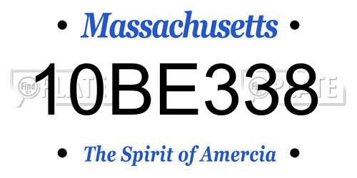 10BE338 Massachusetts License Plate