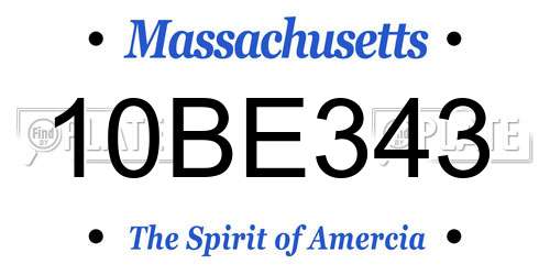 10BE343 Massachusetts License Plate
