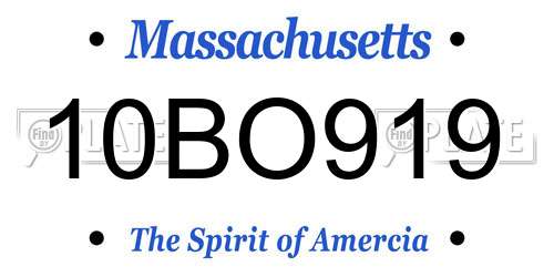10BO919 Massachusetts License Plate