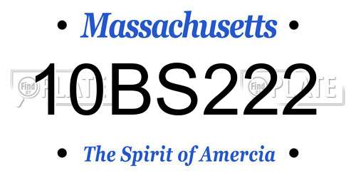 10BS222 Massachusetts License Plate