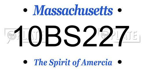 10BS227 Massachusetts License Plate