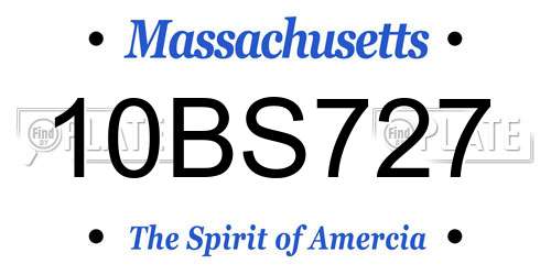 10BS727 Massachusetts License Plate