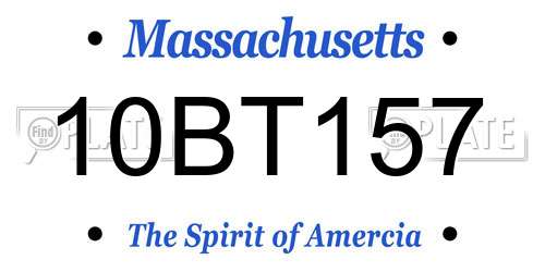 10BT157 Massachusetts License Plate