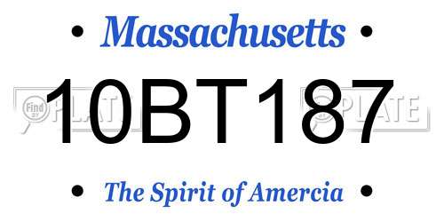 10BT187 Massachusetts License Plate
