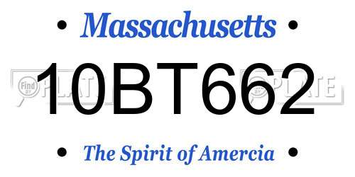 10BT662 Massachusetts License Plate