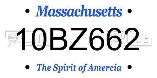 10BZ662 Massachusetts License Plate