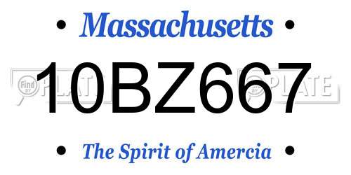 10BZ667 Massachusetts License Plate