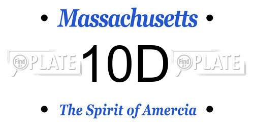 10D Massachusetts License Plate
