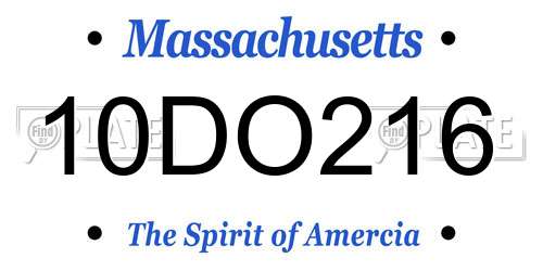 10DO216 Massachusetts License Plate