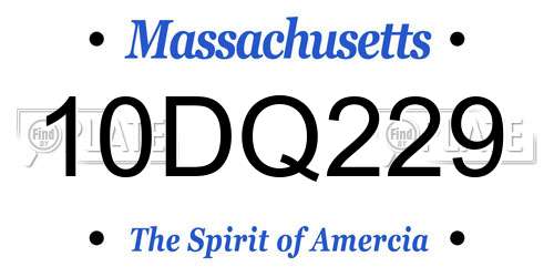 10DQ229 Massachusetts License Plate