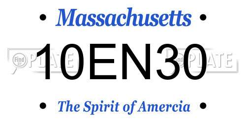 10EN30 Massachusetts License Plate