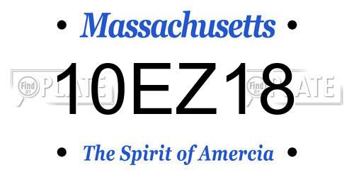 10EZ18 Massachusetts License Plate