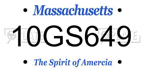 10GS649 Massachusetts License Plate