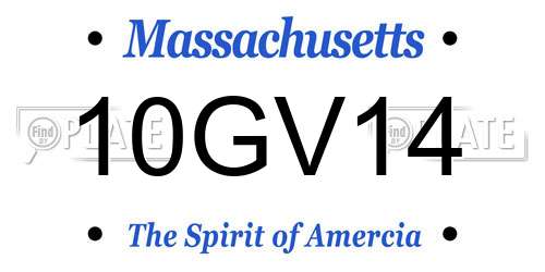 10GV14 Massachusetts License Plate
