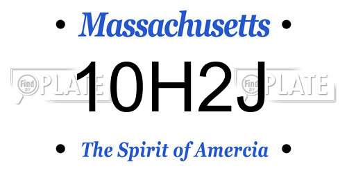 10H2J Massachusetts License Plate