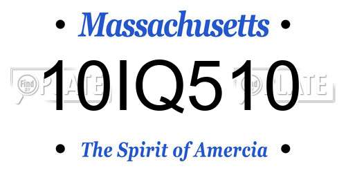 10IQ510 Massachusetts License Plate