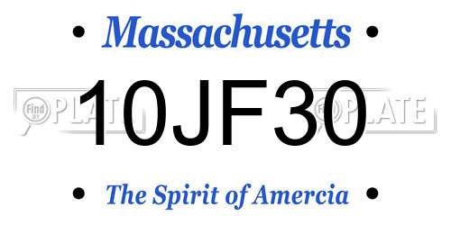 10JF30 Massachusetts License Plate