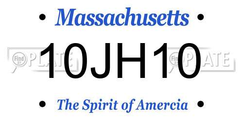 10JH10 Massachusetts License Plate