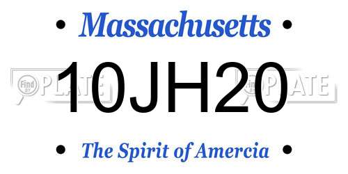 10JH20 Massachusetts License Plate