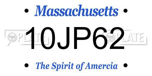 10JP62 Massachusetts License Plate