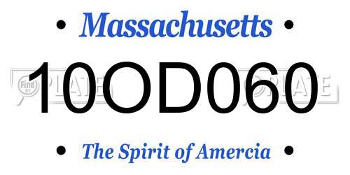 10OD060 Massachusetts License Plate