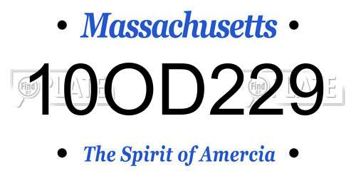 10OD229 Massachusetts License Plate