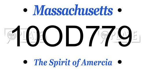 10OD779 Massachusetts License Plate