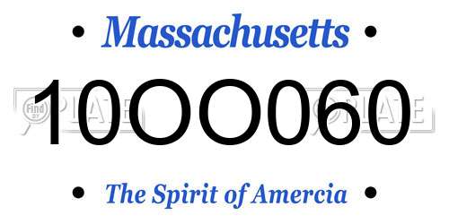 10OO060 Massachusetts License Plate
