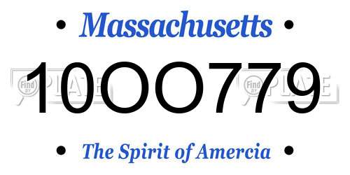 10OO779 Massachusetts License Plate