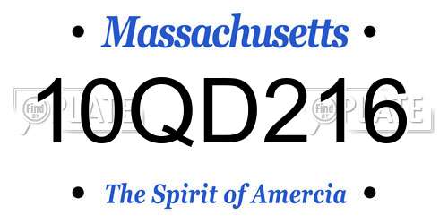 10QD216 Massachusetts License Plate