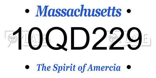 10QD229 Massachusetts License Plate