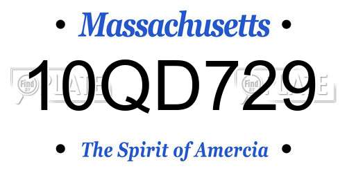 10QD729 Massachusetts License Plate