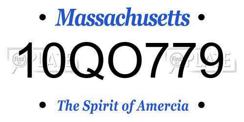 10QO779 Massachusetts License Plate