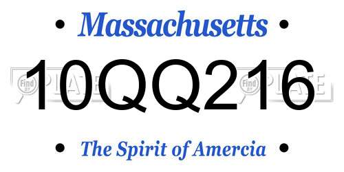 10QQ216 Massachusetts License Plate