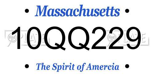 10QQ229 Massachusetts License Plate