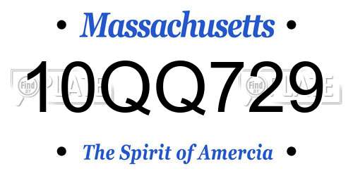 10QQ729 Massachusetts License Plate