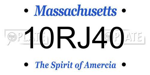 10RJ40 Massachusetts License Plate