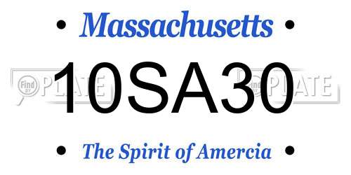 10SA30 Massachusetts License Plate