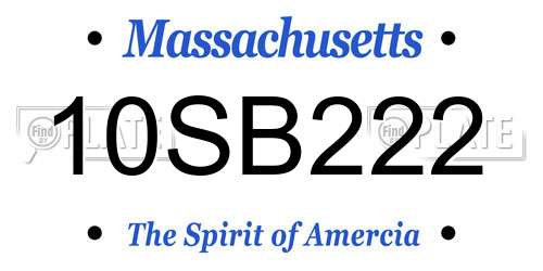10SB222 Massachusetts License Plate
