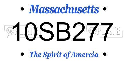 10SB277 Massachusetts License Plate