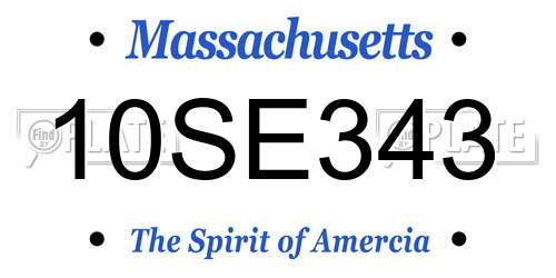 10SE343 Massachusetts License Plate