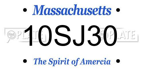 10SJ30 Massachusetts License Plate