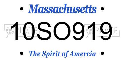 10SO919 Massachusetts License Plate
