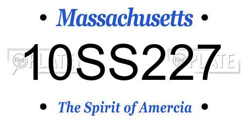 10SS227 Massachusetts License Plate