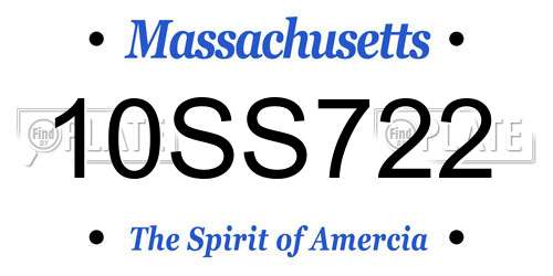 10SS722 Massachusetts License Plate