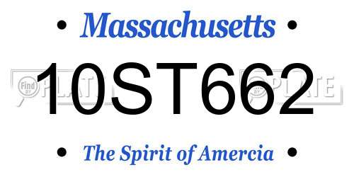 10ST662 Massachusetts License Plate
