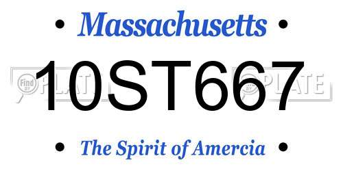 10ST667 Massachusetts License Plate